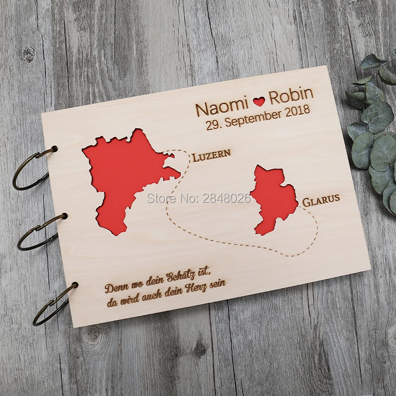 Personalized Guest Book - Rustykalna spersonalizowana księga gości weselnych, niestandardowa