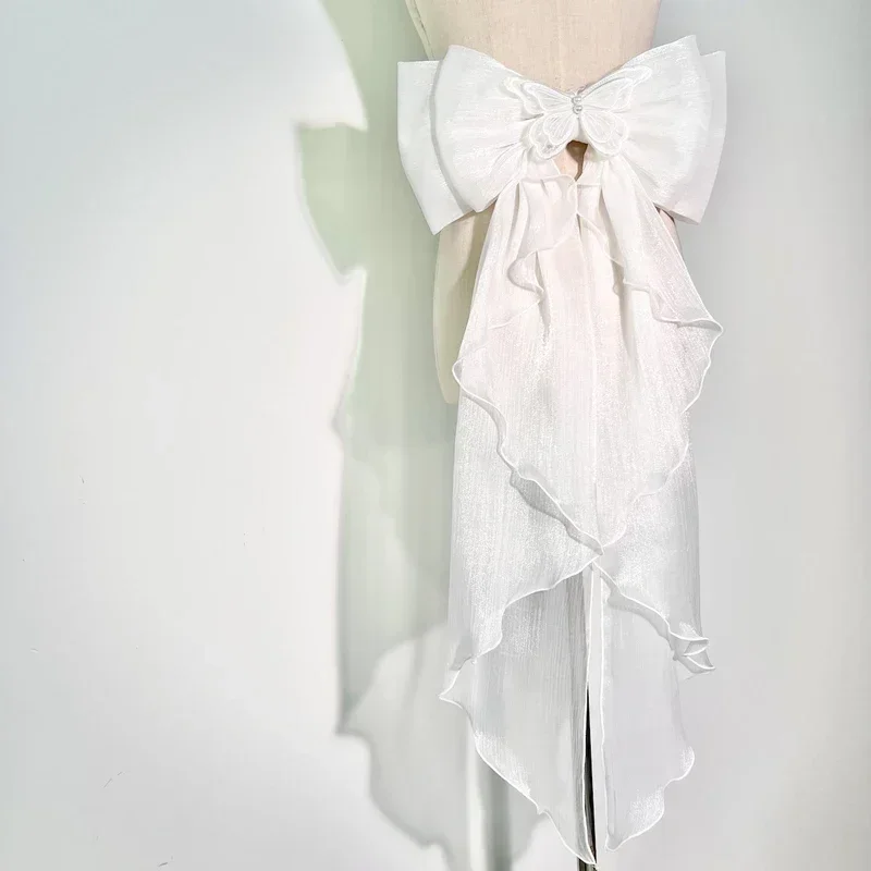Wedding Dress Supply - Łuk wleczony Błyszczący jedwab Dwuwarstwowa kokarda