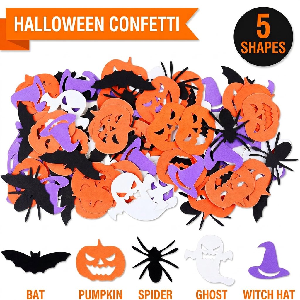 Papercraft Supply Confetti - Dekoracje na imprezę halloweenową: konfetti, dynie,