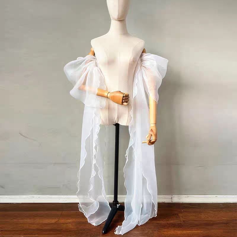 Wedding Dress Supply - Organzowe, odpinane, puszyste rękawy ślubne z