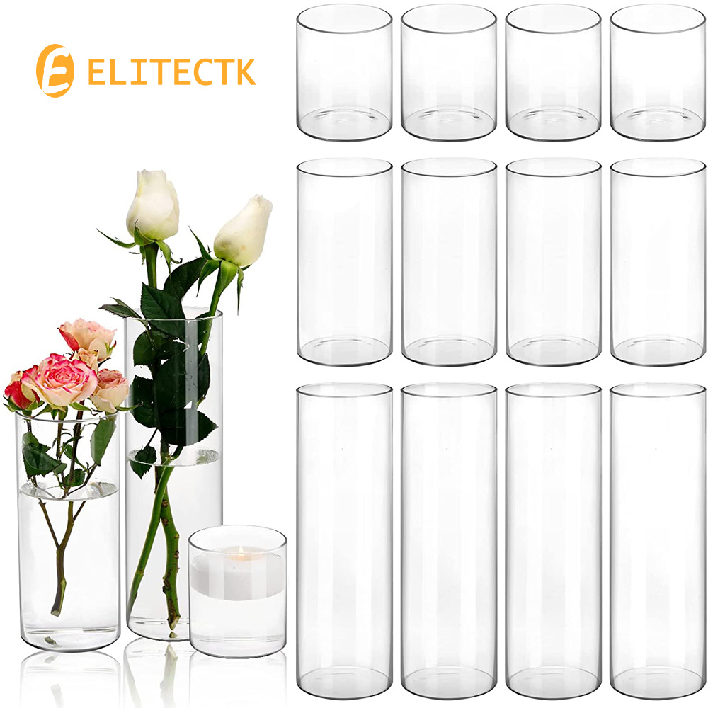 Centerpiece Vase Tall - Szklany Cylinder wazon uchwyt do świecy