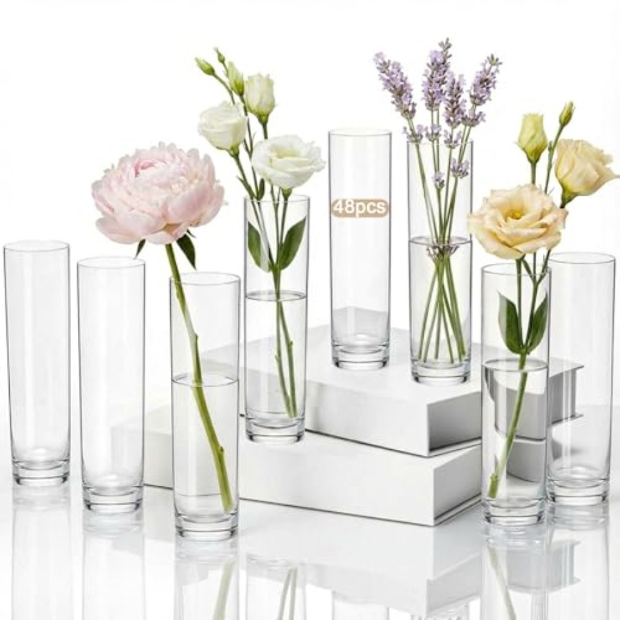 Centerpiece Vase Tall - 48 szt. akrylowych cylindrycznych wazonów na